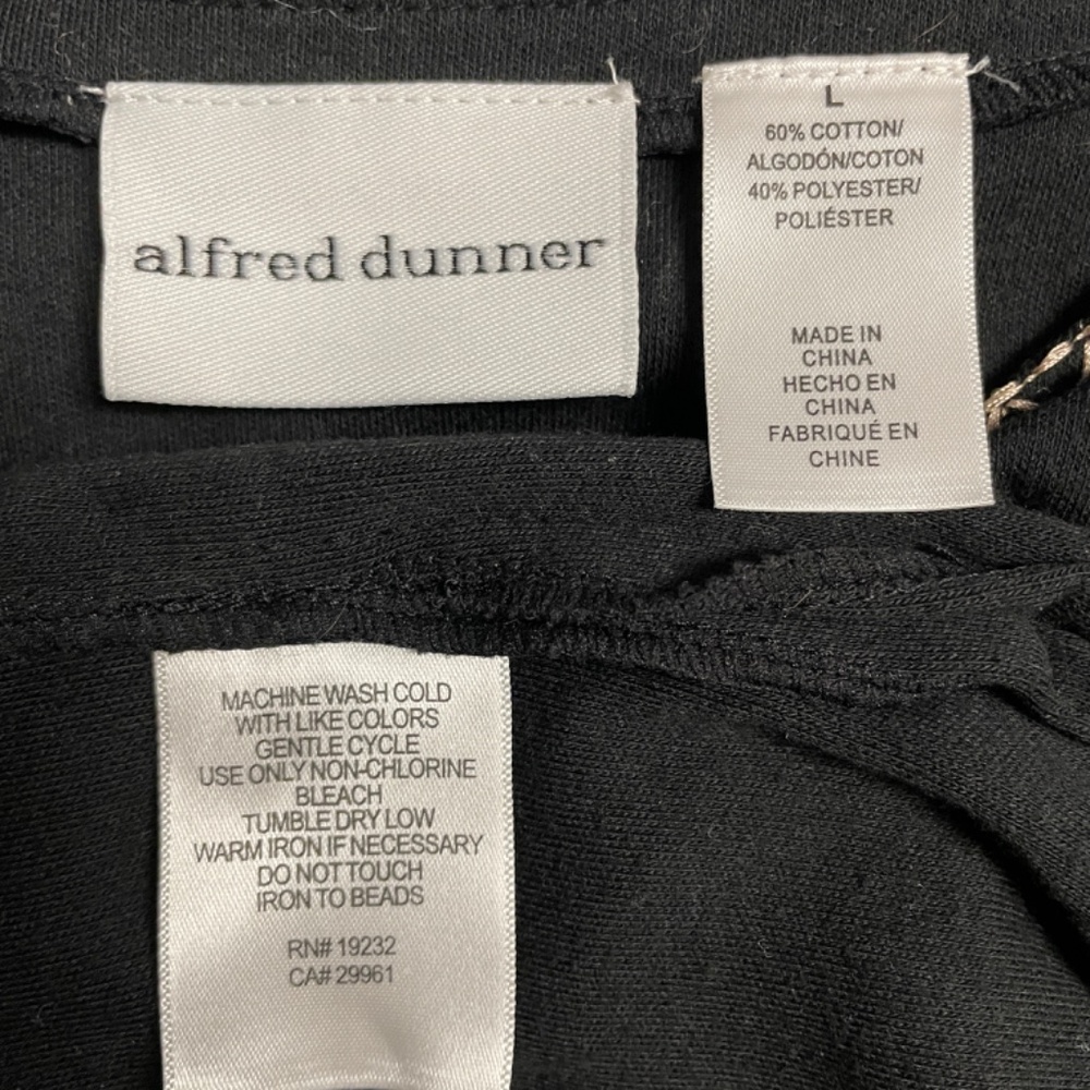 Alfred Dunner Short Embroidered Applique Top, Women L, Black Beige - Picture 5 of 9